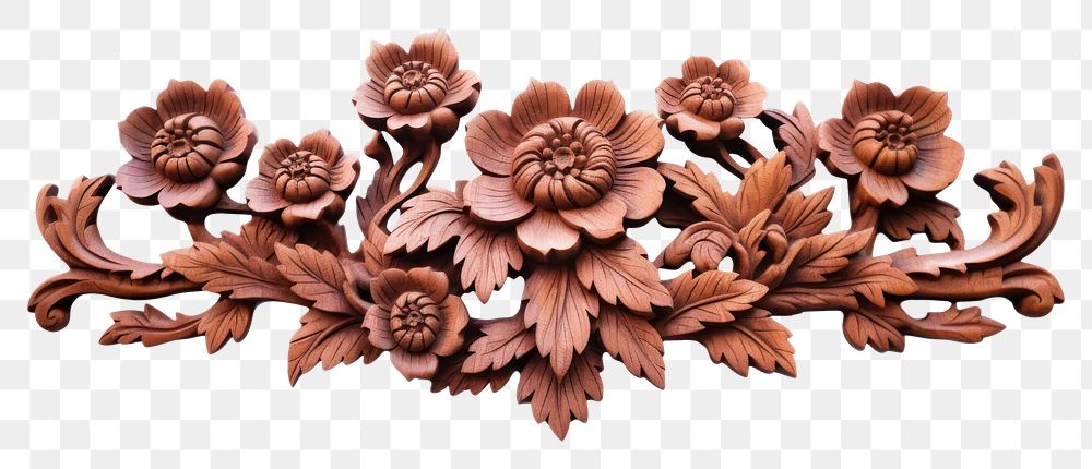 PNG A flower border art pattern wood. AI generated Image by rawpixel.