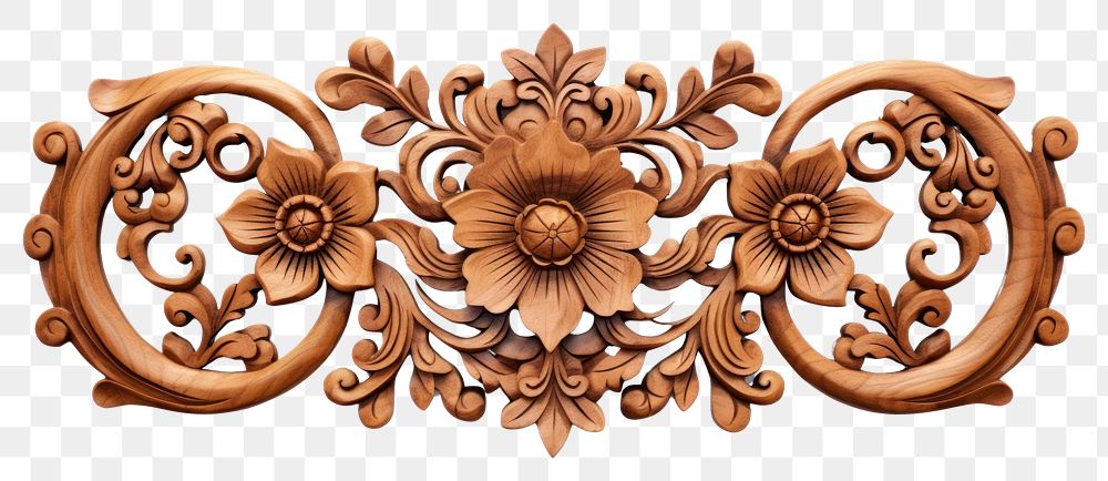 PNG A flower border wood art pattern. AI generated Image by rawpixel.