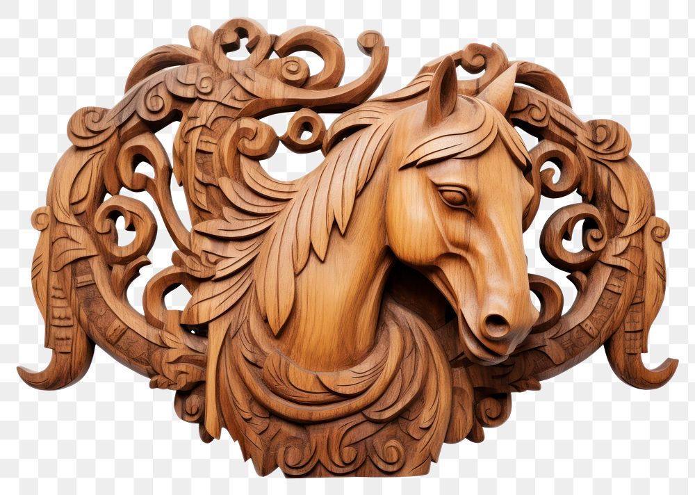 PNG A horse wood art sculpture. AI generated Image by rawpixel.