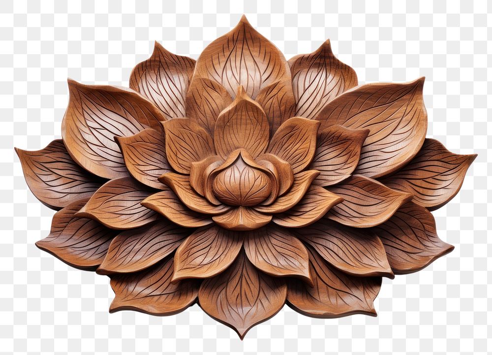 PNG A lotus leaf wood art flower. AI generated Image by rawpixel.