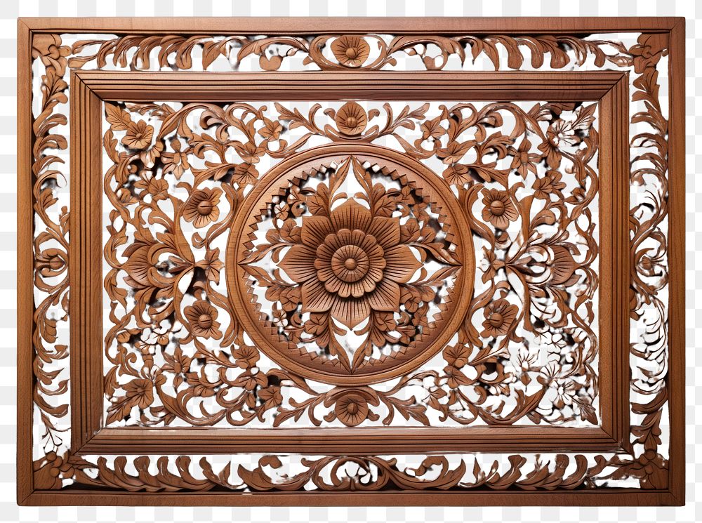 PNG A thai pattern frame wood art backgrounds. AI generated Image by rawpixel.