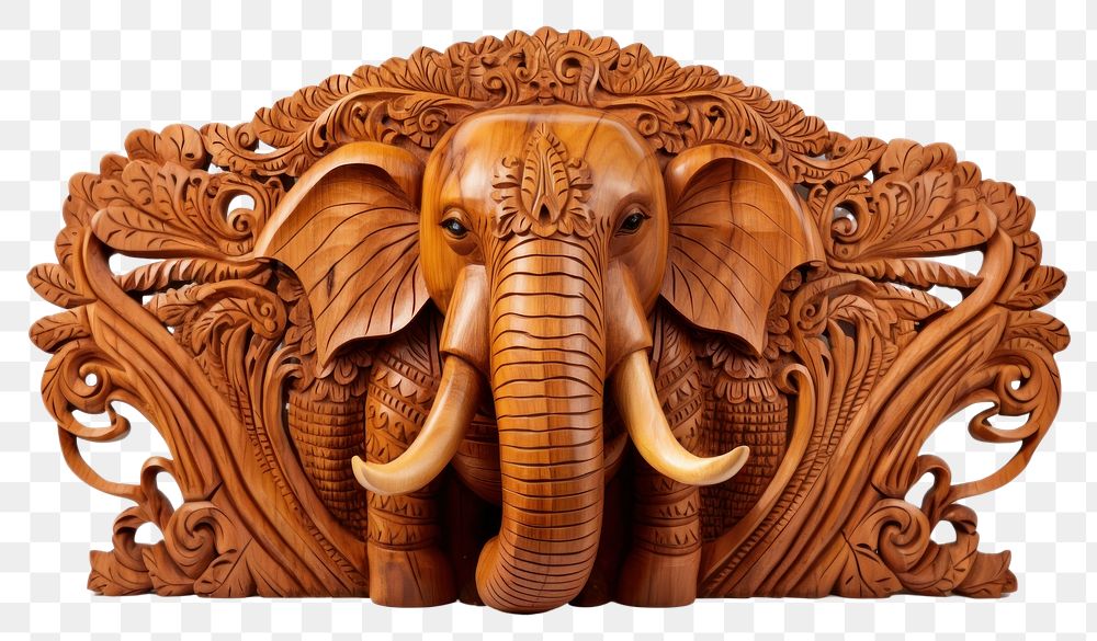 PNG An elephant wood art animal. AI generated Image by rawpixel.