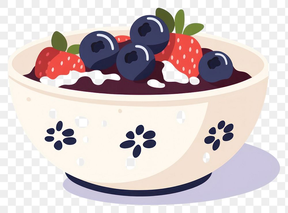 PNG Flat design Acai bowl blueberry dessert fruit.