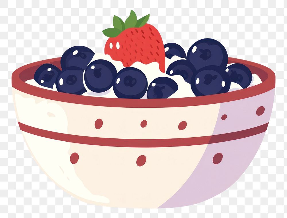 PNG Flat design Acai bowl blueberry dessert fruit.