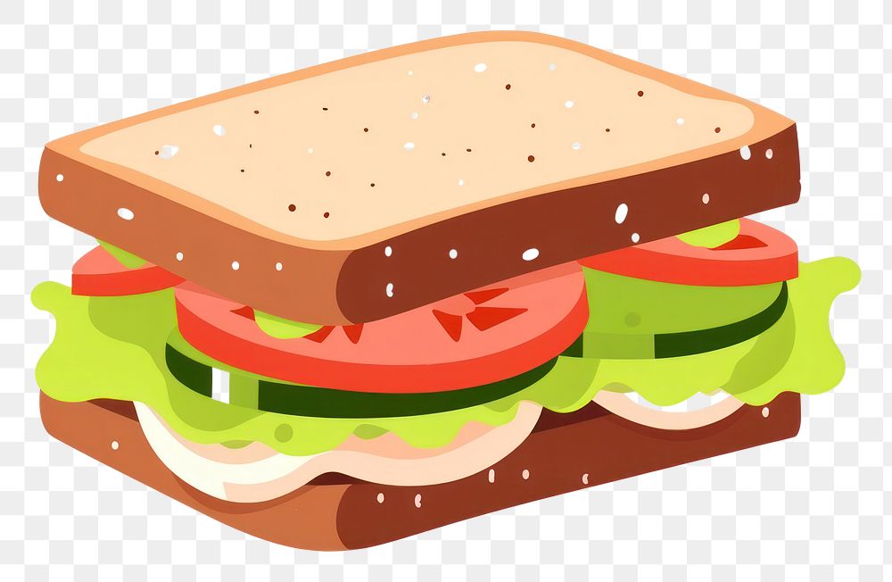 PNG Flat design sandwich bread lunch food.