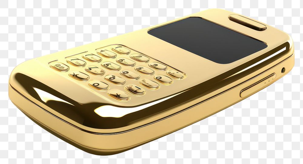 PNG Phone gold white background bling-bling.