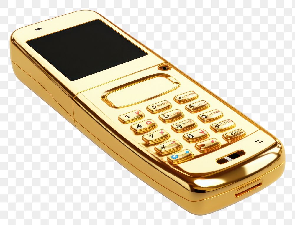 PNG Phone gold white background electronics.