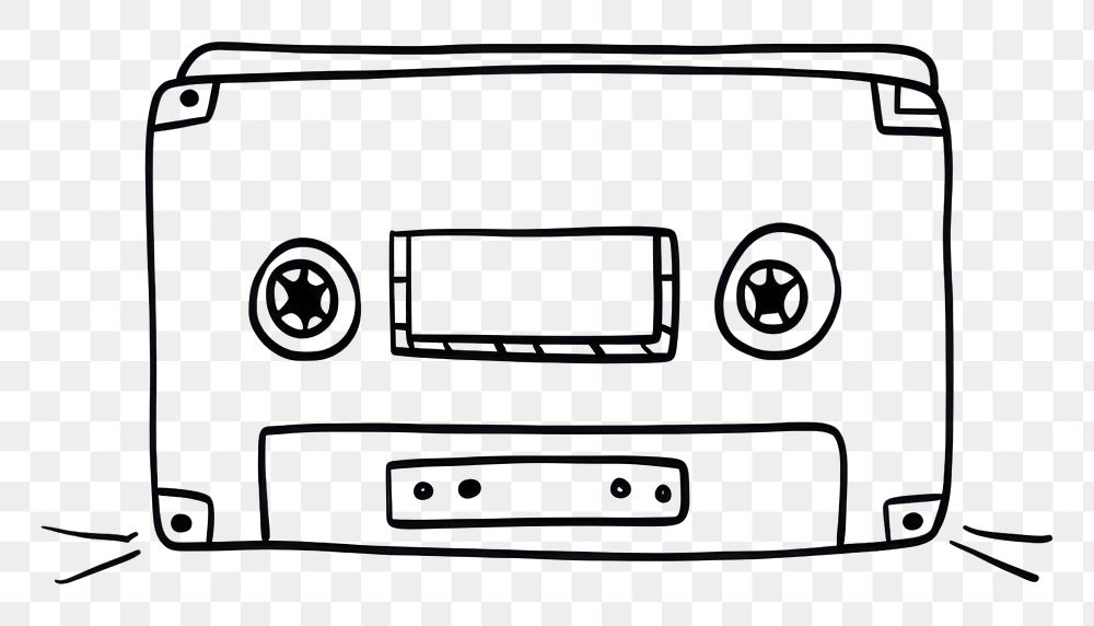 PNG Cassette tape sketch line white background.