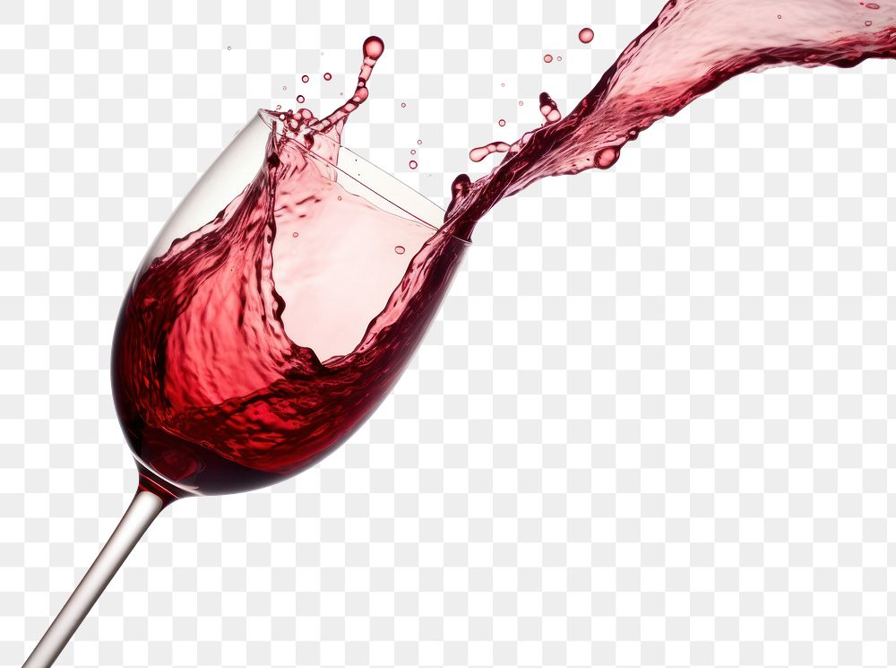 PNG Red wine pouring glass drink white background.