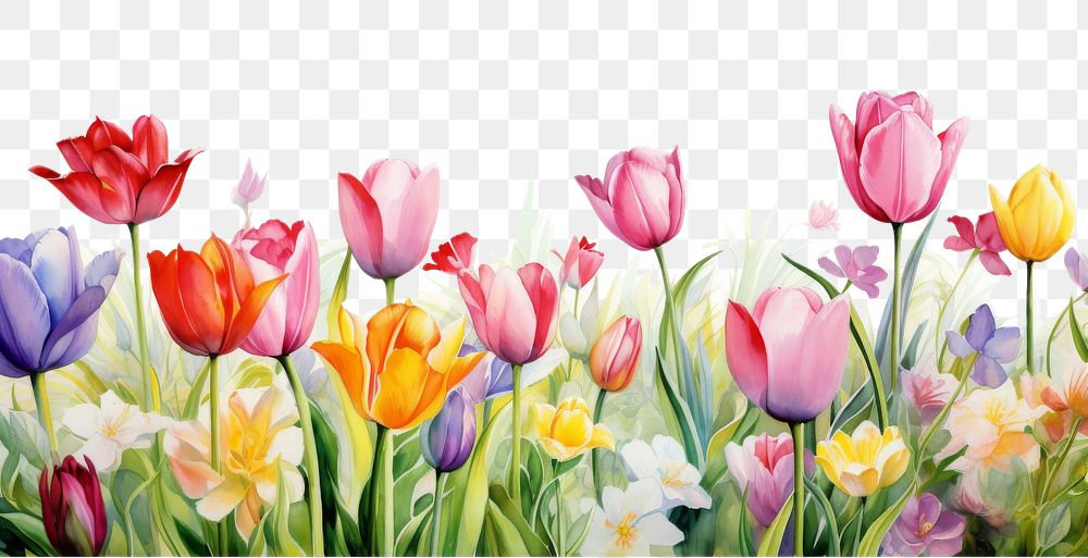PNG Tulip garden painting outdoors blossom.