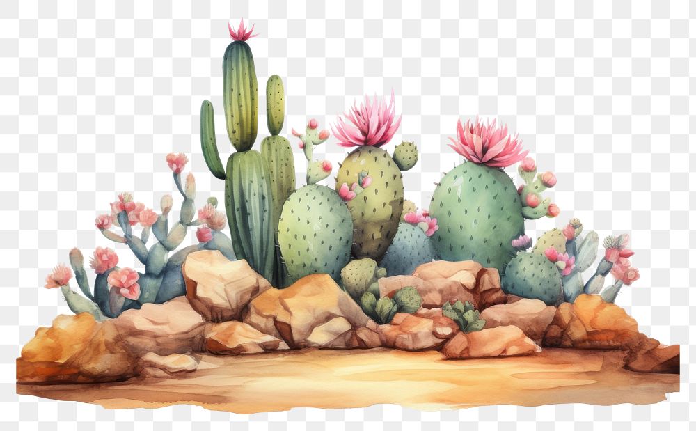 PNG Cactus on sand plant land creativity.