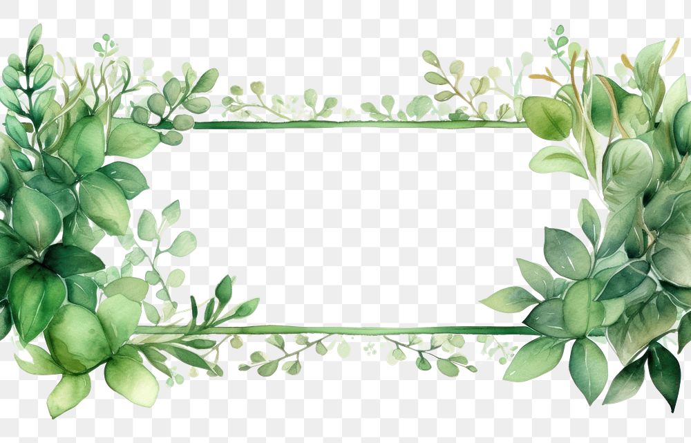 PNG Green element border plant leaf graphics.