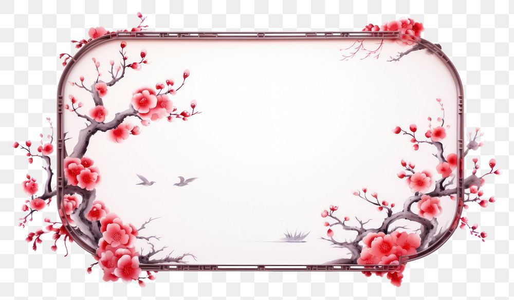 PNG Red chinese element border flower plant rectangle.