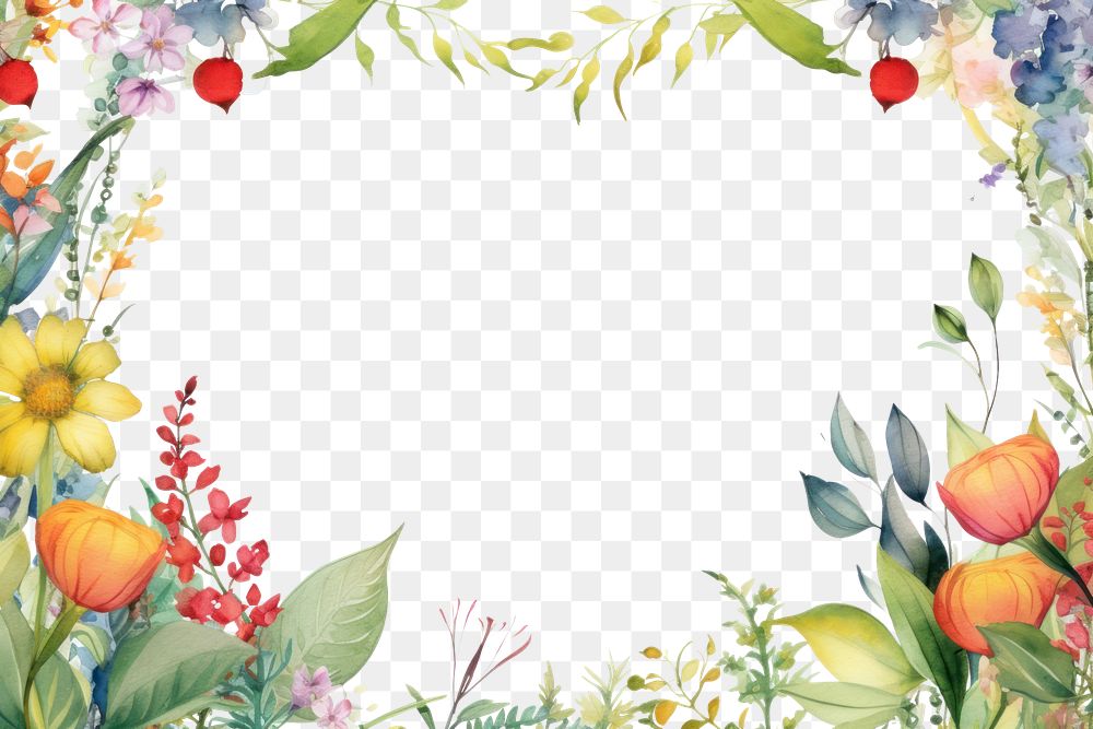 PNG Summer border painting pattern flower.