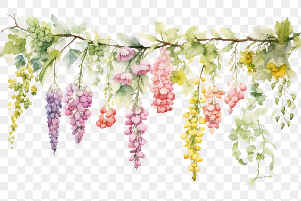 PNG Spring elements painting blossom hanging.