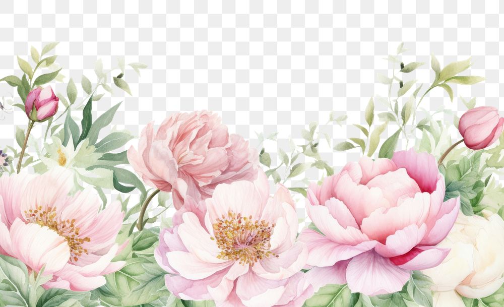 PNG Peony garden painting blossom pattern.
