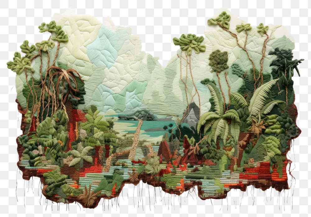 PNG Jungle land embroidery pattern.