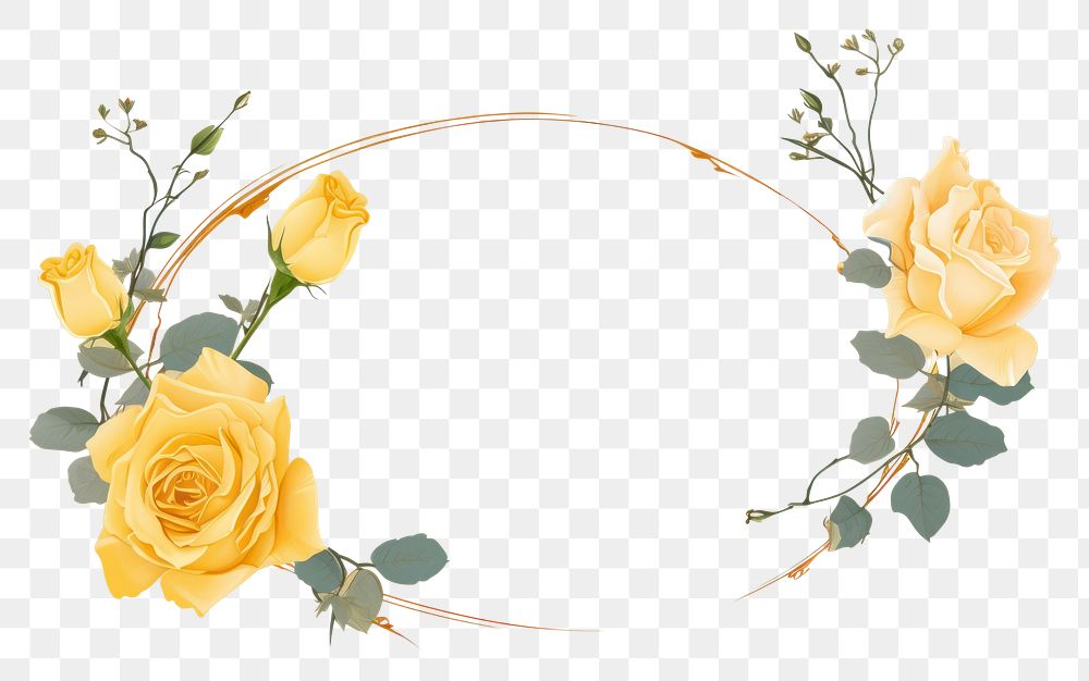 PNG  Yellow rose frame flower plant petal. AI generated Image by rawpixel.
