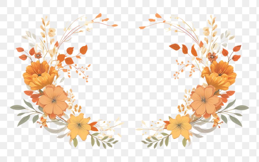 PNG  Autumn flower border frame backgrounds pattern celebration. AI generated Image by rawpixel.