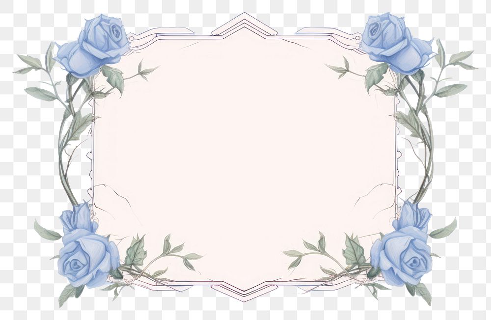 PNG  Blue rose frame pattern flower plant. AI generated Image by rawpixel.
