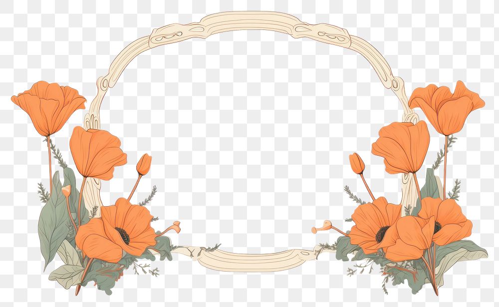 PNG  California poppy frame flower pattern plant. AI generated Image by rawpixel.