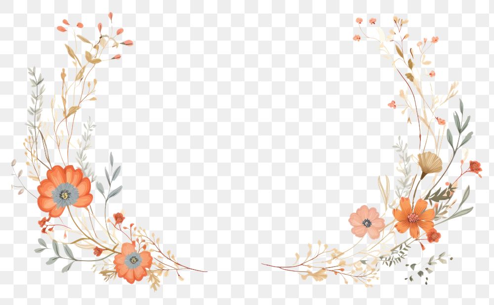 PNG  Color flower frame pattern plant creativity. AI generated Image by rawpixel.