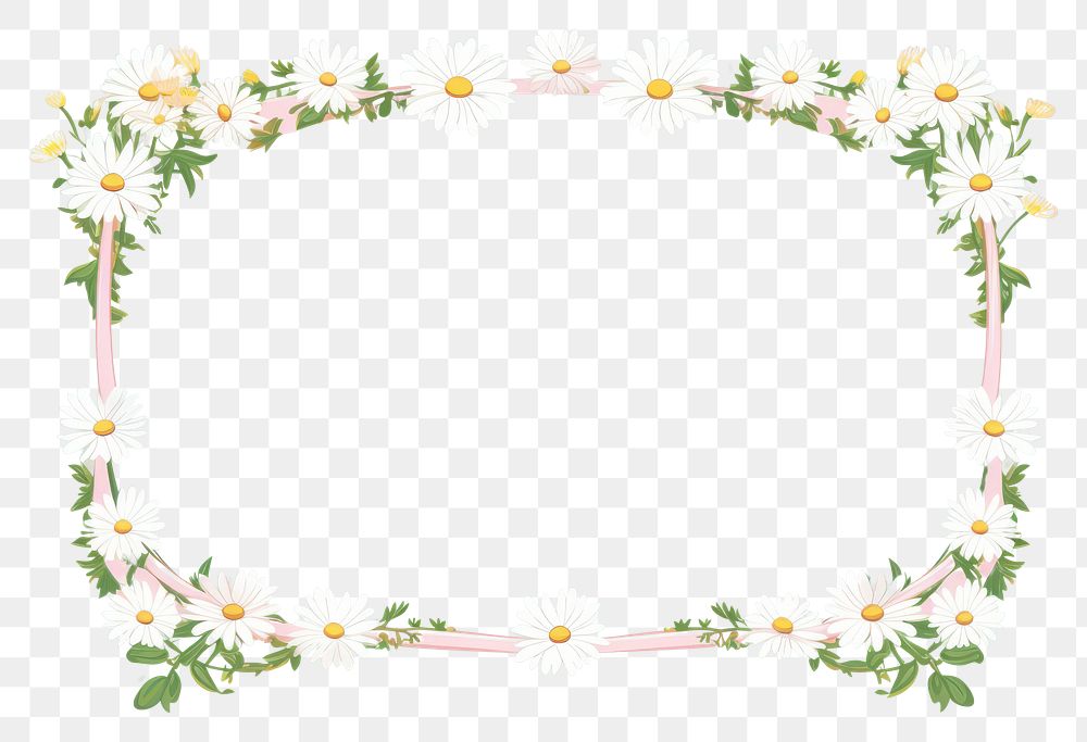 PNG  Daisy flower frame border pattern plant asteraceae. AI generated Image by rawpixel.
