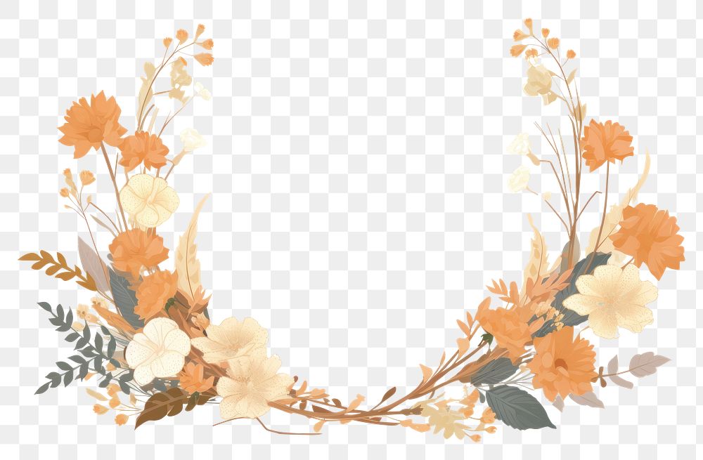 PNG  Dried flower frame pattern plant celebration. AI generated Image by rawpixel.