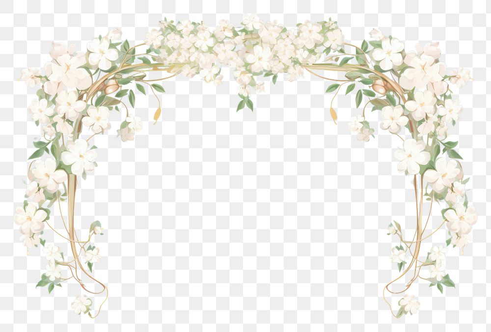 PNG  Jasmine frame blossom pattern flower. AI generated Image by rawpixel.