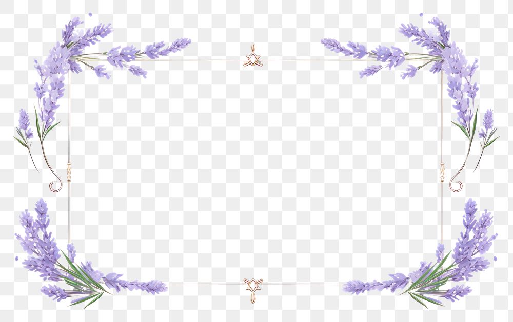 PNG  Lavender frame flower plant fragility. AI generated Image by rawpixel.