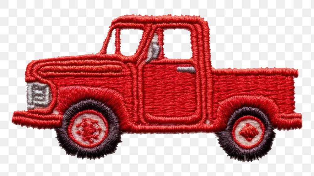 PNG Embroidery of a car border vehicle truck transportation.