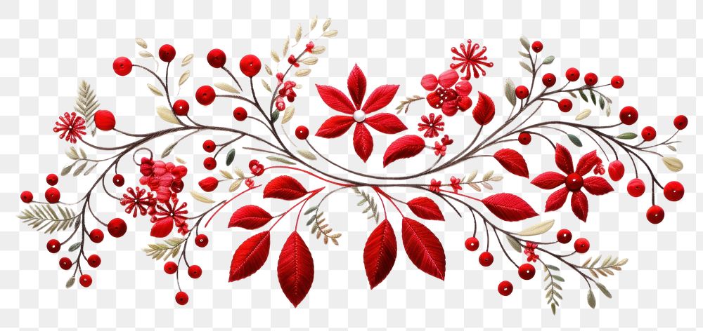 PNG Embroidery of a christmas decorations border pattern art celebration.