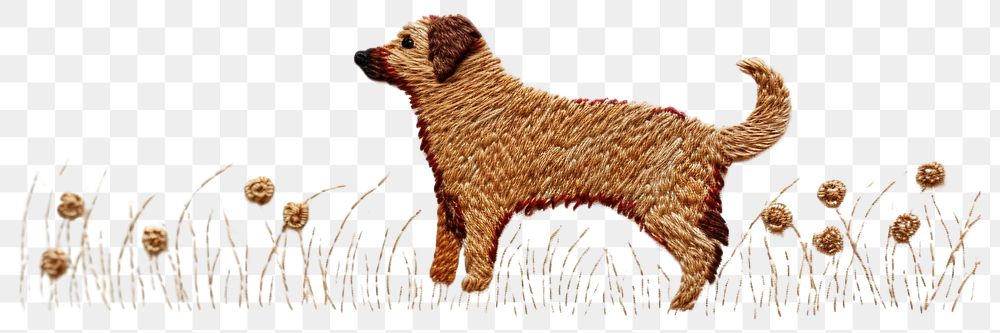 PNG Embroidery of a dog border animal mammal pet.