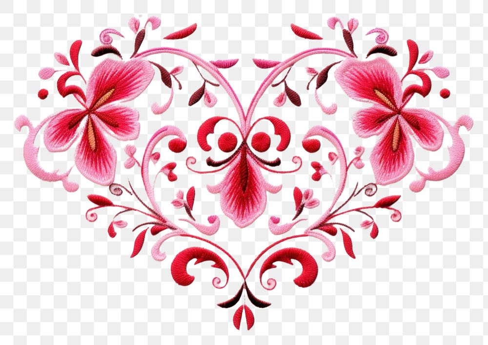 PNG Embroidery of a heart border pattern creativity decoration.