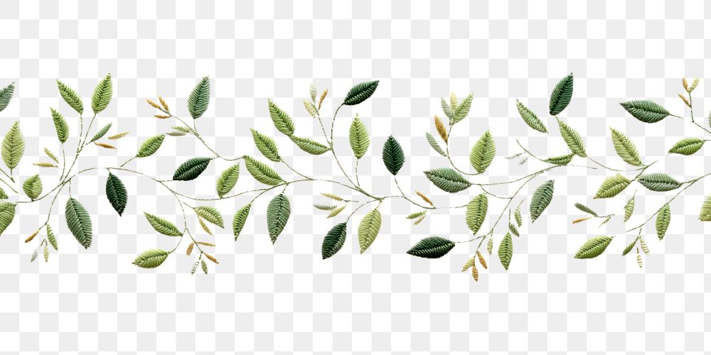 PNG Embroidery of a leaf border backgrounds pattern plant.