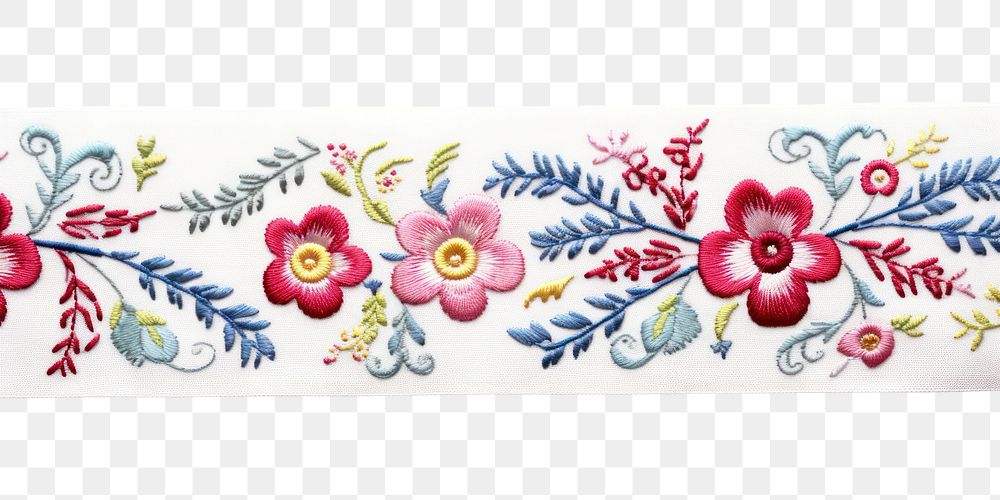 PNG Embroidery of a ribbon border porcelain pattern art.