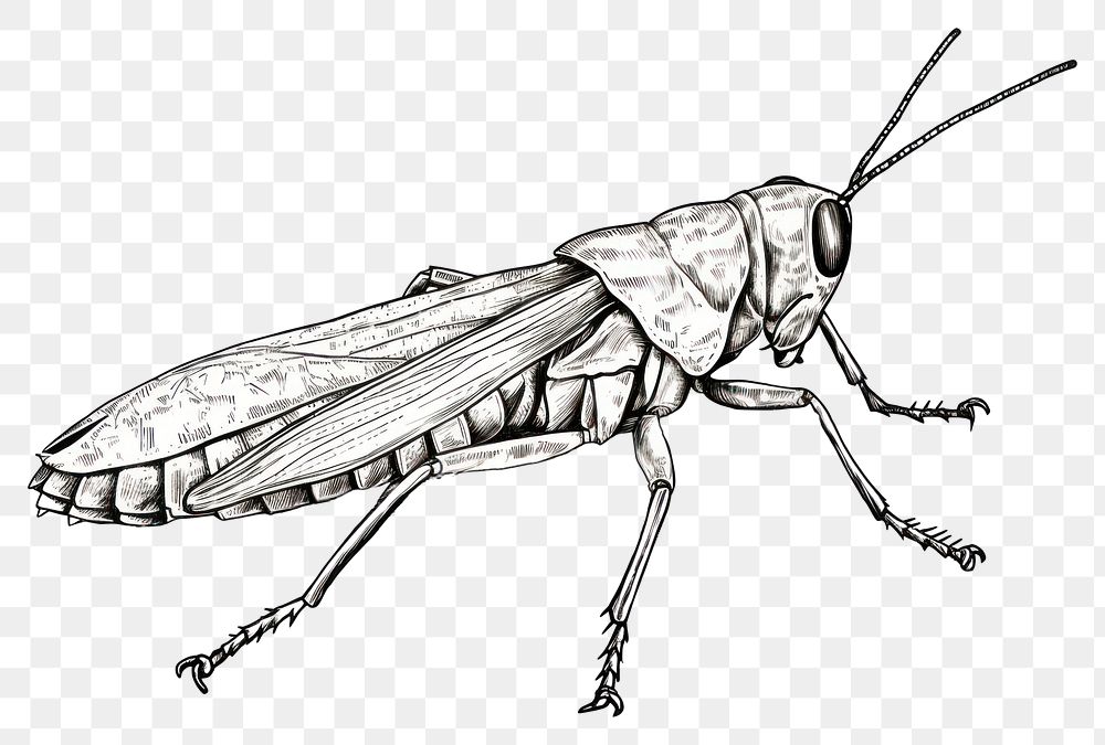 PNG Grasshopper drawing animal insect. AI generated Image by rawpixel.