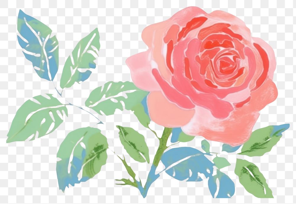 PNG  One red rose art drawing flower. AI generated Image by rawpixel.