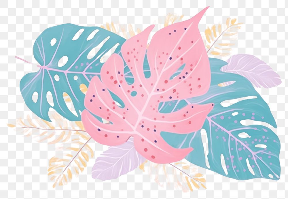 PNG  Leaf backgrounds pattern drawing. AI generated Image by rawpixel.