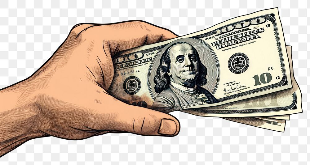 PNG  Hand holding cash dollar money investment. AI generated Image by rawpixel.