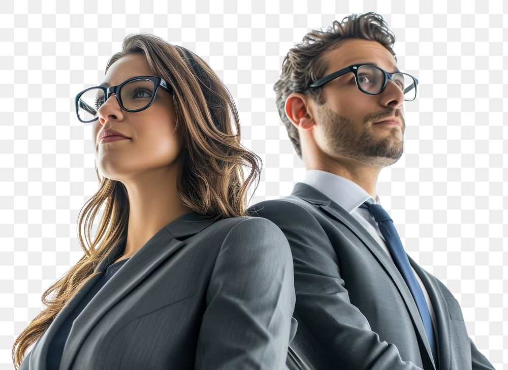 PNG 2 people in business suits portrait glasses adult