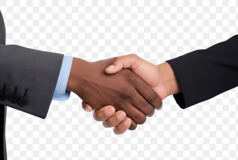 PNG 2 men shaking hands in a business meeting handshake white background agreement.