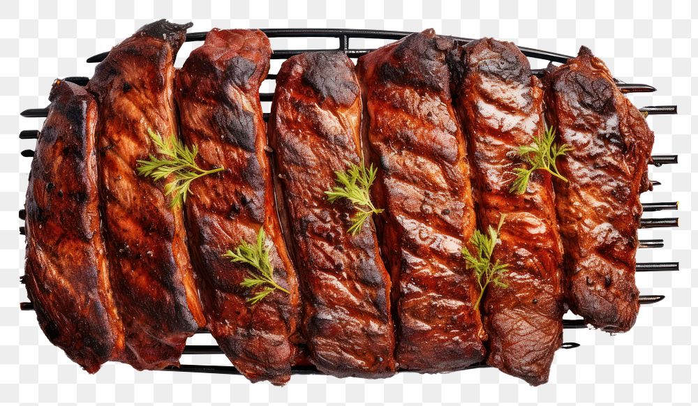 PNG Bbq top view grilling meat food. AI generated Image by rawpixel.