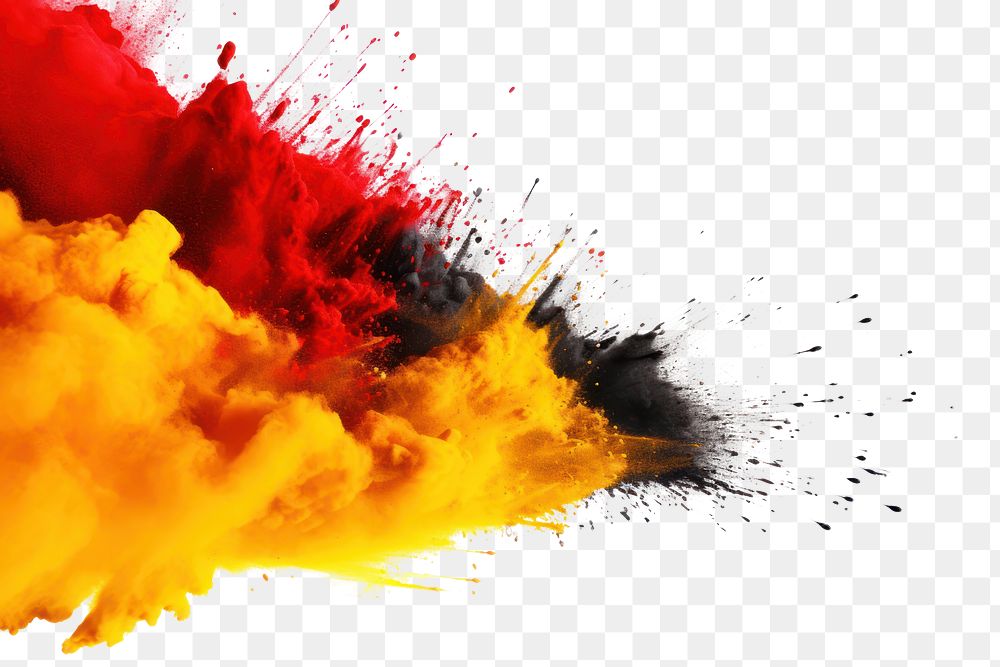 PNG Black yellow red color holi paint powder explosion backgrounds white background splattered