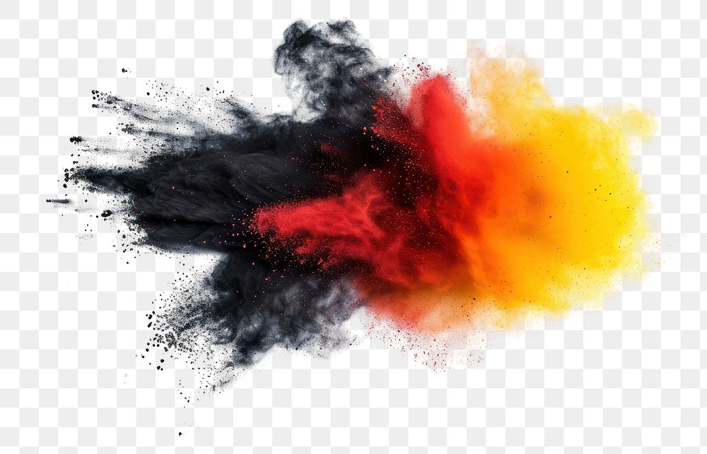 PNG Black yellow red color holi paint powder explosion backgrounds white background splattered.