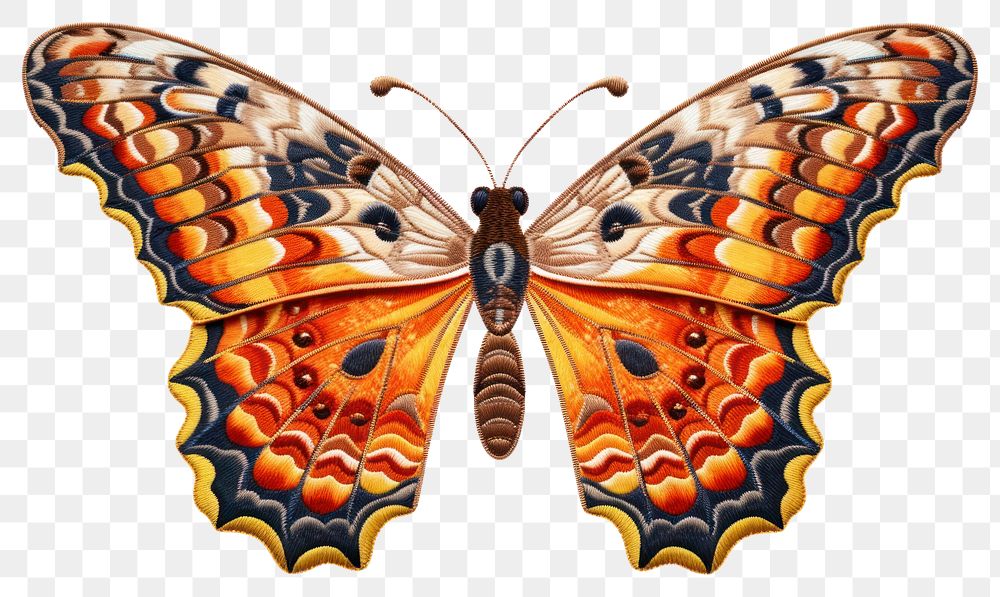 PNG Butterfly in embroidery style insect animal invertebrate.