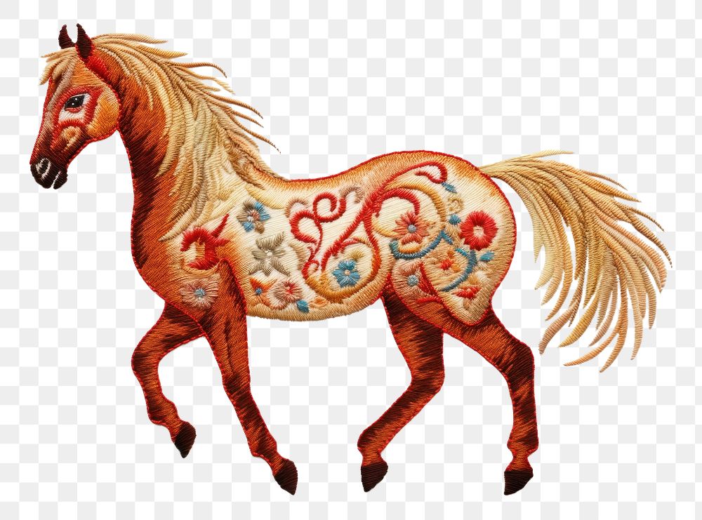 PNG Pony in embroidery style animal mammal horse.