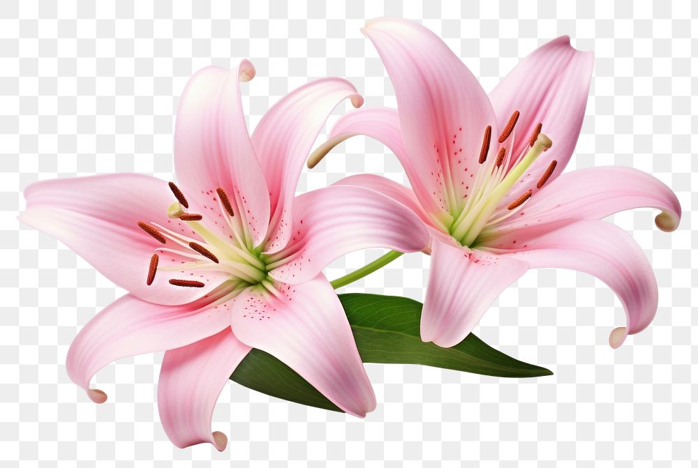 PNG Two pink lily flower petal plant. AI generated Image by rawpixel.