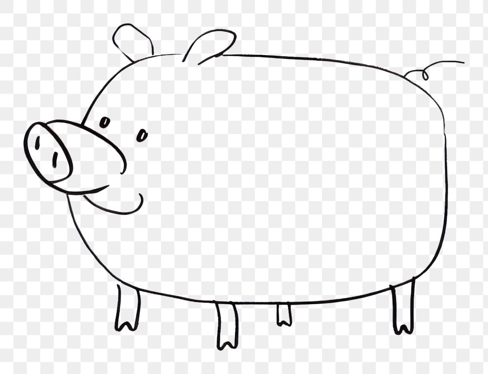 PNG Piggy bank sketch drawing animal.