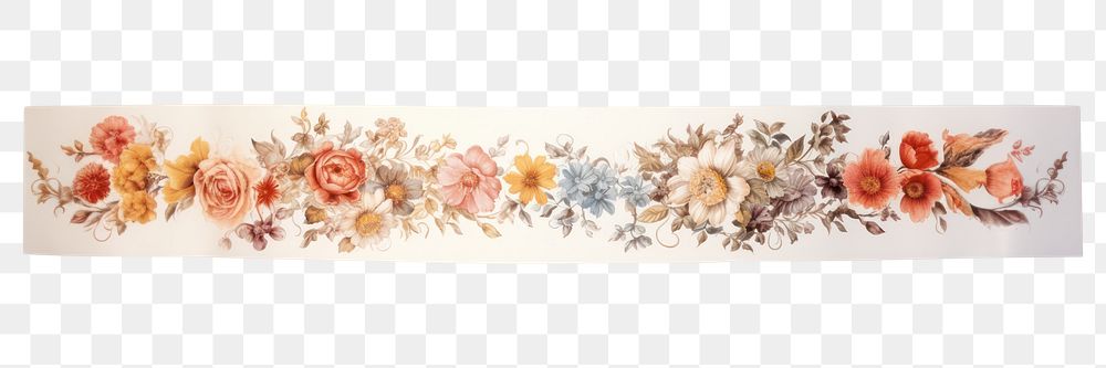 PNG Old flower pattern adhesive strip painting plant art. AI generated Image by rawpixel.